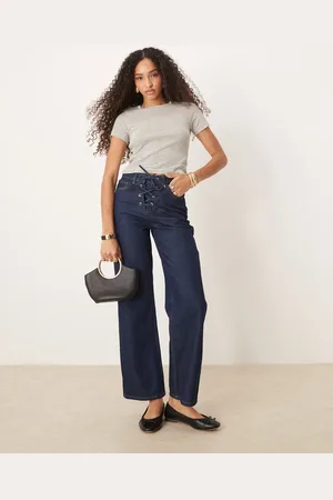 ASOS Straight leg jean with lace up front in indigo rinse