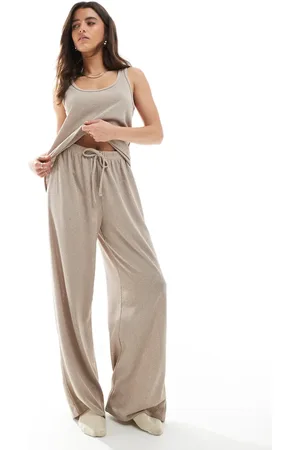 Loungeable Soft knit lounge trouser in stone