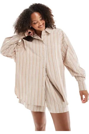 ASOS Relaxed shirt co-ord in brown stripe
