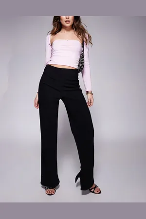 ASOS High waist straight leg trouser with side split in