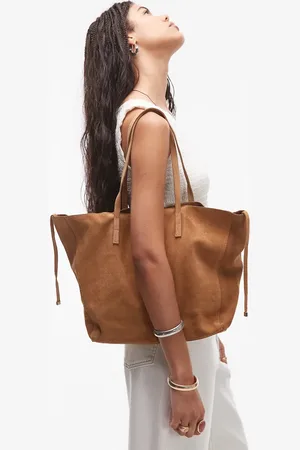 MANGO Suede shoulder tote bag in