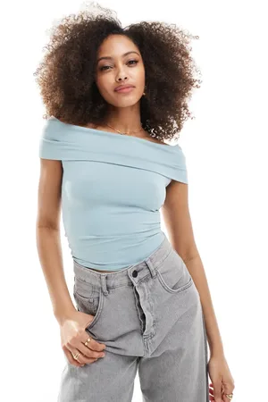 Pull&Bear Polyamide second skin bardot top in pale