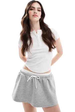Bershka Double waistband skater mini skirt in marl