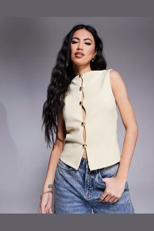 ASOS Gold hardware interlock waistcoat co ord in buttermilk