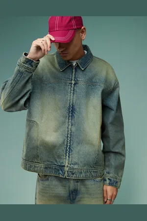 ASOS Co-ord harrington jacket with tint in mid wash