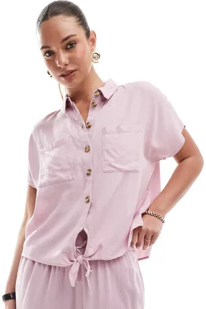 Pieces® Tie front linen blend shirt co-ord in