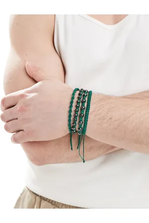 ASOS 4 pack forest fabric bracelets with metallic beads in