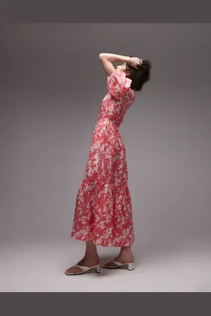 & OTHER STORIES Premium tiered volume maxi dress in marble print