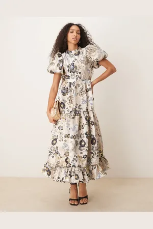 Sister Jane Dream Sister floral jacquard maxi dress in navy and gold