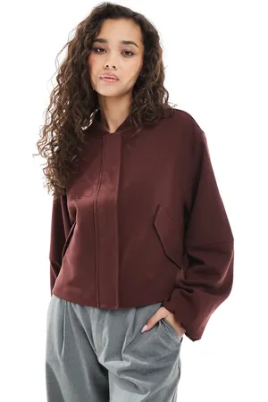 ASOS Tailored bomber jacket in burgundy