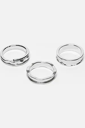 ASOS 3 pack ring with molten design in tone