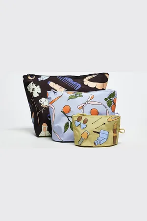 Baggu Go pouch set in get ready with me prints