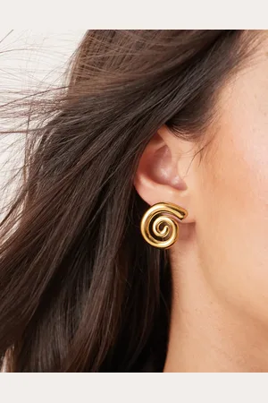ASOS Waterproof stainless steel stud earrings with swirl detail in tone