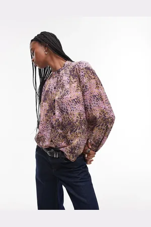 & OTHER STORIES Textured blouse in pink abstract print