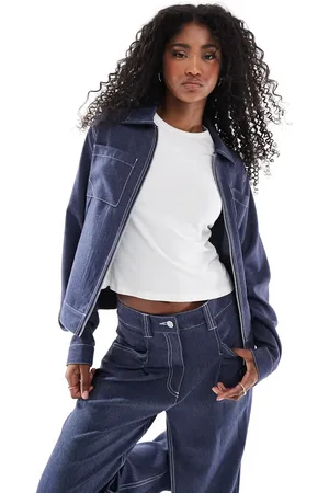 ASOS Zip through shirt in co-ord denim look