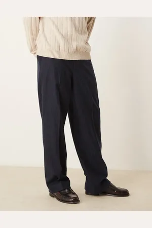 ASOS Smart wide leg wool blend trousers in pinstripe
