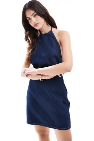 Cotton On Halter denim mini dress in