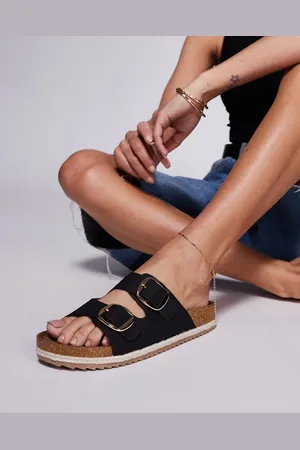 South Beach Double buckle espadrille sandals in textile