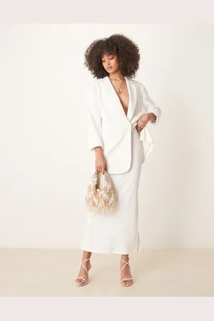 Pretty Lavish Tailored midaxi skirt in cream