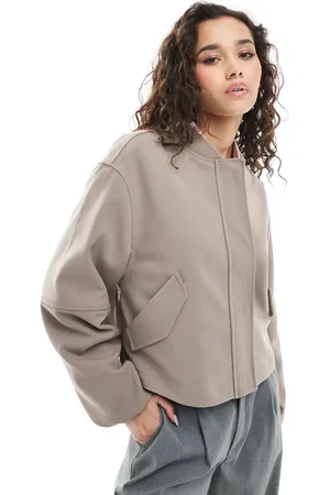 ASOS Tailored bomber jacket in mushroom
