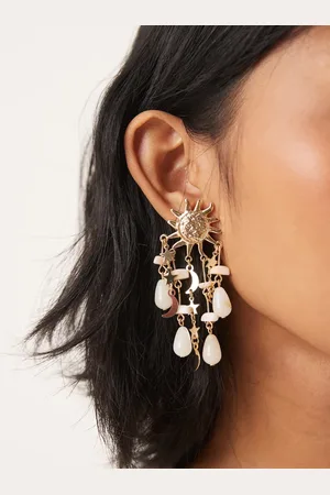 ASOS Drop earrings in sun design with bead detail in tone