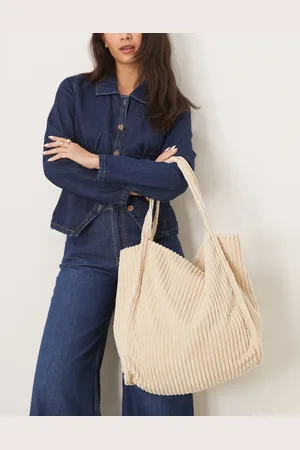 ASOS Large cord tote bag in cream
