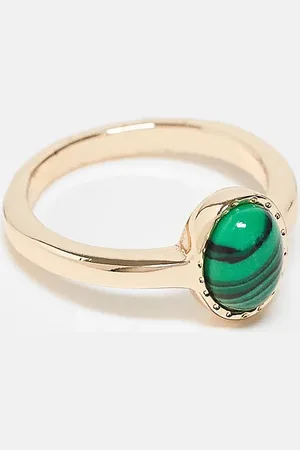 ASOS Ring with faux malachite stone in tone