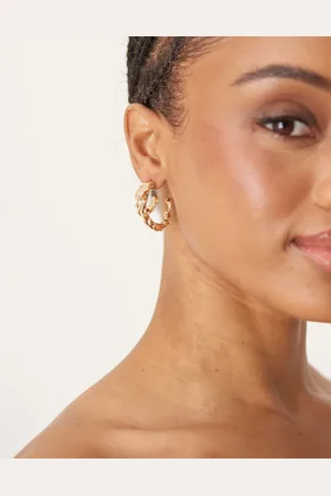 ASOS Double hoop earrings with molten design in tone