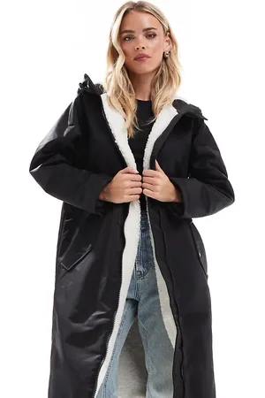 ASOS ASOS DESIGN Petite borg lined longline rain coat in