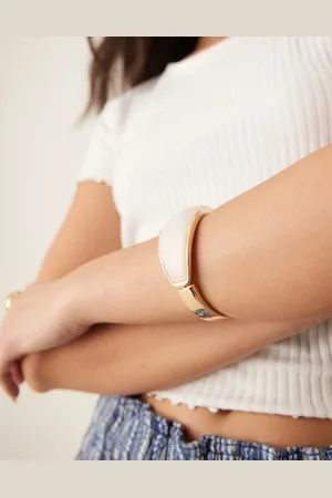 ASOS Bangle bracelet with faux pearl insert in tone