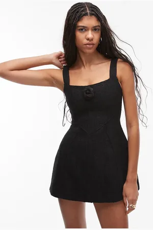 HEIRESS BEVERLY HILLS Boucle square neck corset detail a-line mini dress in