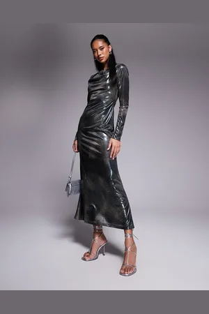 DASKA Metallic maxi dress in snakeskin print