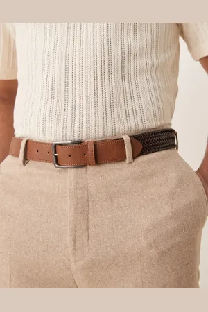 ASOS Causal elasticated woven belt in black and faux leather