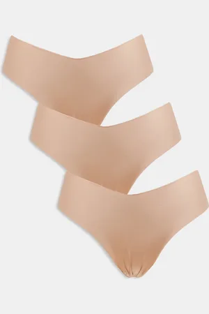 ASOS 3 pack no vpl & lace brazilian brief in beige