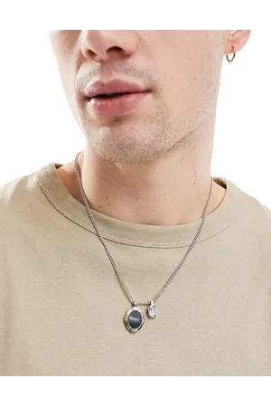 ASOS Multi pendant chain necklace with black stone and crystal in tone