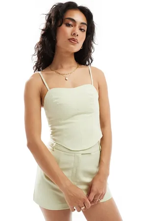 Miss Selfridge Tailored strappy corset top co ord in lime