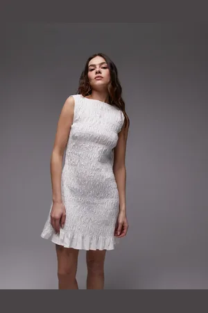 Topshop Shirred poplin mini dress in