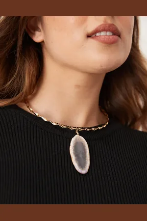 ASOS Limited Edition torque choker necklace with semi precious slice stone in stone