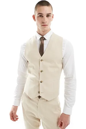 ASOS Wedding skinny suit waistcoat in stone