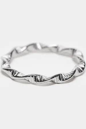 ASOS Waterproof stainless steel twisted rope ring in tone