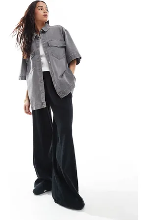 ONLY Short sleeve oversized shirt with front pocket detail in denim