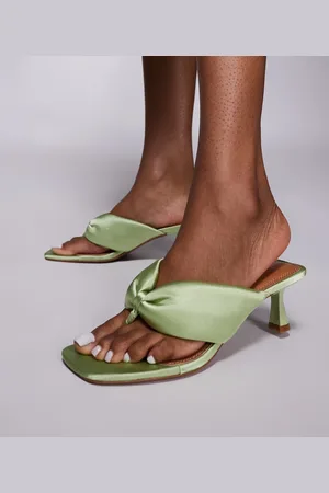 River Island Kitten heel toe thong sandal in sage