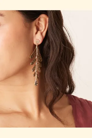 ASOS Drop earrings with leaf texture in gold tone