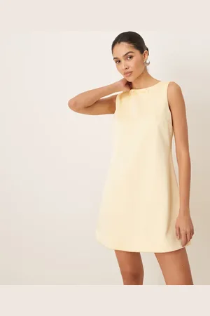Six Stories Satin mini shift dress in lemon