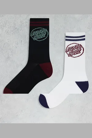 Santa Cruz 2 pack logo socks in black and white