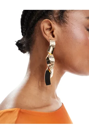 ASOS Limited Edition drop earrings with abstract ribbon detail in tone