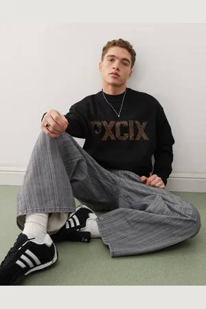 ASOS Oversized sweatshirt with cheetah print letters in