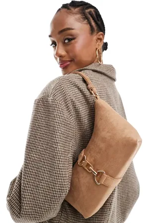 ASOS Faux suede dog clip shoulder bag in tan