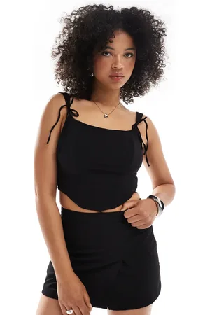 Bershka Bow detail corset top in
