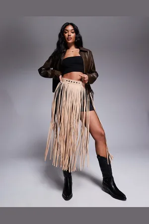 South Beach Maxi fringe festival belt in tan